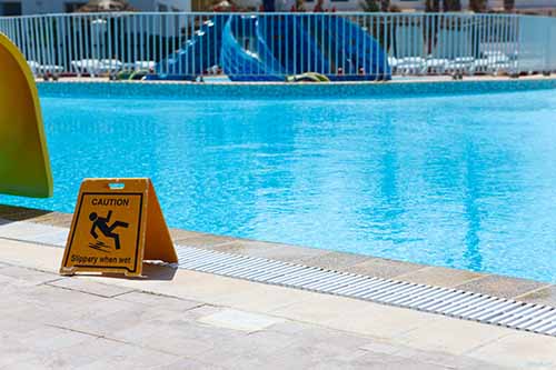 Swimming pool caution sign