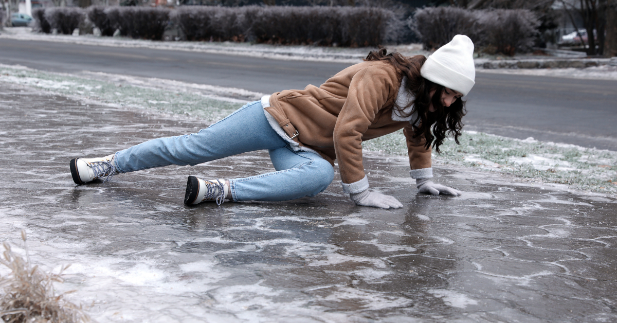 Woman who had a slip and fall accident on ice